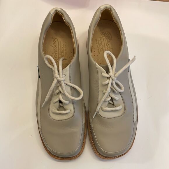 PARABOOT GREY AND CREAM WITH BROWN ACCENTS LEATHER OXFORDS.   NEW - Picture 2 of 7